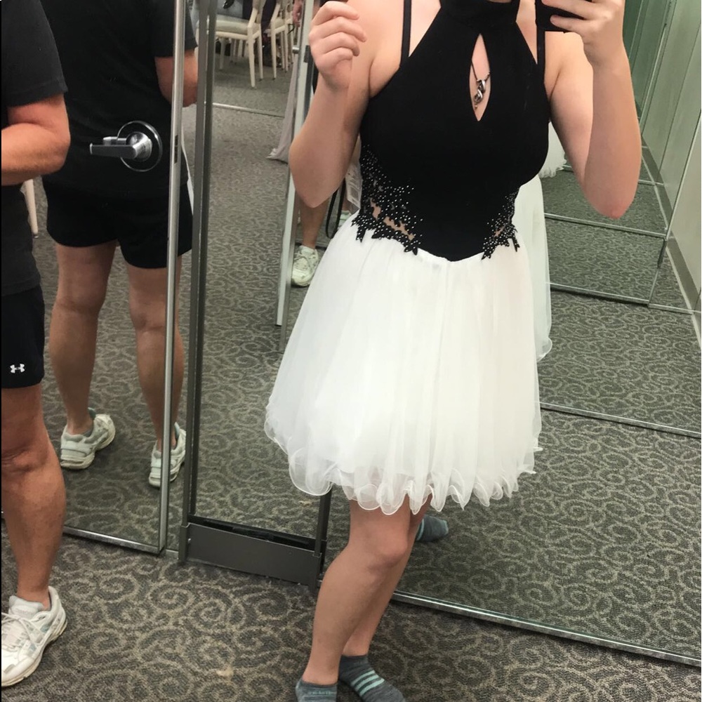 Black and white homecoming dress.